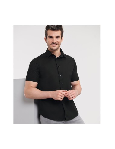 RUS-0R947M0-Men's Short Sleeve Fitted Stretch Shirt